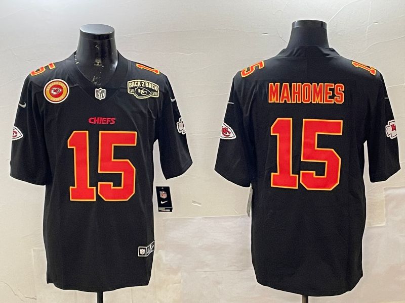 Men Kansas City Chiefs #15 Mahomes Black 2025 Nike Vapor Limited NFL Jersey style 2096->kansas city chiefs->NFL Jersey